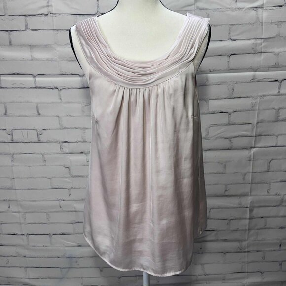 Ann Taylor LOFT Blush Pleated Scoop Neck Sleeveless Blouse – Size L - Picture 1 of 7